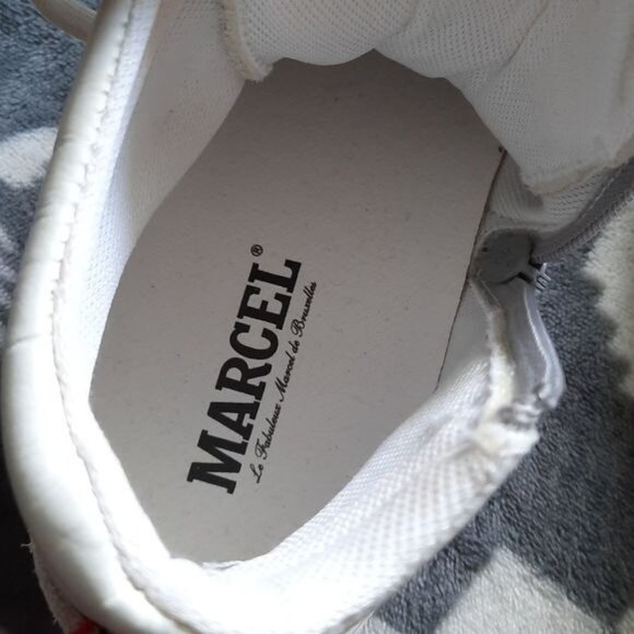 Marcel de Bruxelles White Leather Suede Side Zipper High Top Men's Sneakers 40/7 - Picture 10 of 16